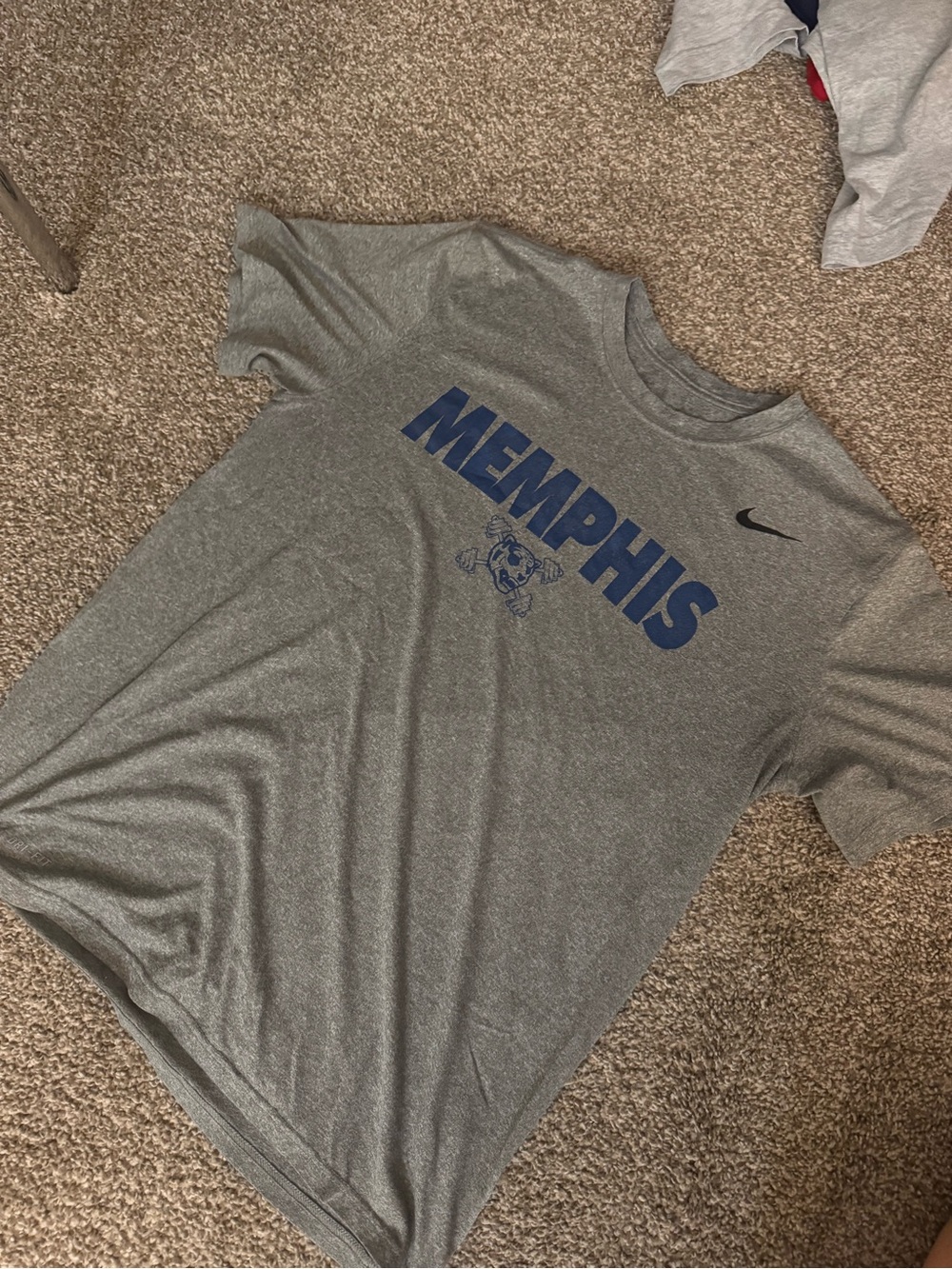Nike Grey Short-Sleeve University of Memphis Dri Fit